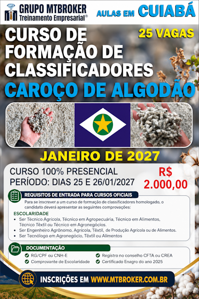 CURSO DE FORMACAO DE CLASSIFICADORES DE CAROCO DE ALGODAO - CUIABA JAN27